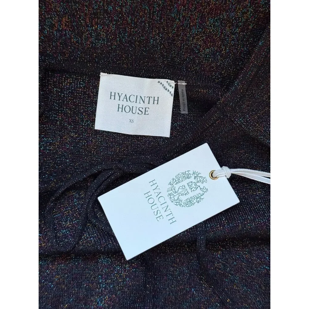 NWT Hyacinth House Black Metallic Shimmer Selena Knit Holiday Mini Dress Small - Picture 5 of 7